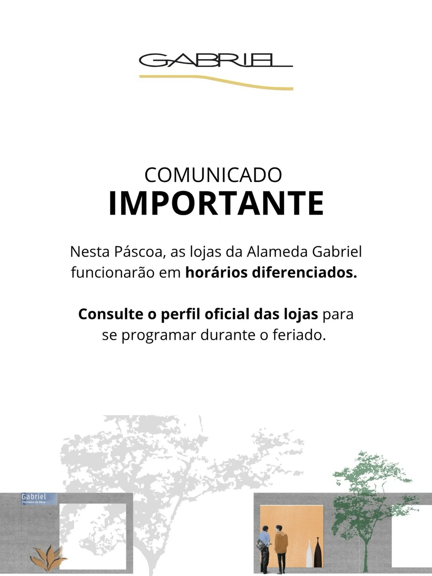 COMUNICADO | P&aacute;scoa

Neste feriado, as lojas da Alameda funcionar&atilde;o em hor&aacute;rios diferenciados. Para saber mais, consulte o perfil oficial das lojas.

Desejamos um excelente feriado a todos!