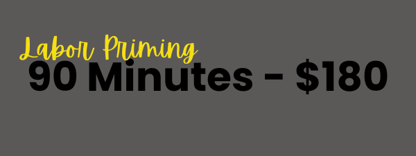 A digital graphic with the text "Labor Pruming 90 Minutes - $180" on a dark gray background, using yellow and black fonts.