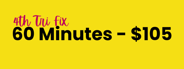 Yellow promotional sign for a 4th Trui fix, offering 60 minutes for $105.