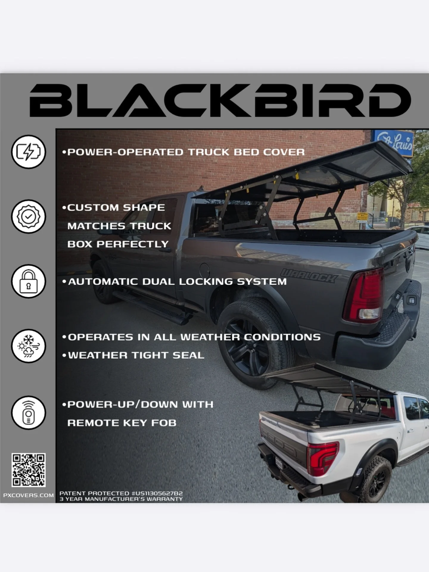 Built for performance. Designed for distinction.
Introducing Blackbird &mdash; our power-operated, fully automated truck bed cover engineered for those who expect more from their truck.

✔️ Custom-fit to match your truck bed perfectly
🔒 Automatic du