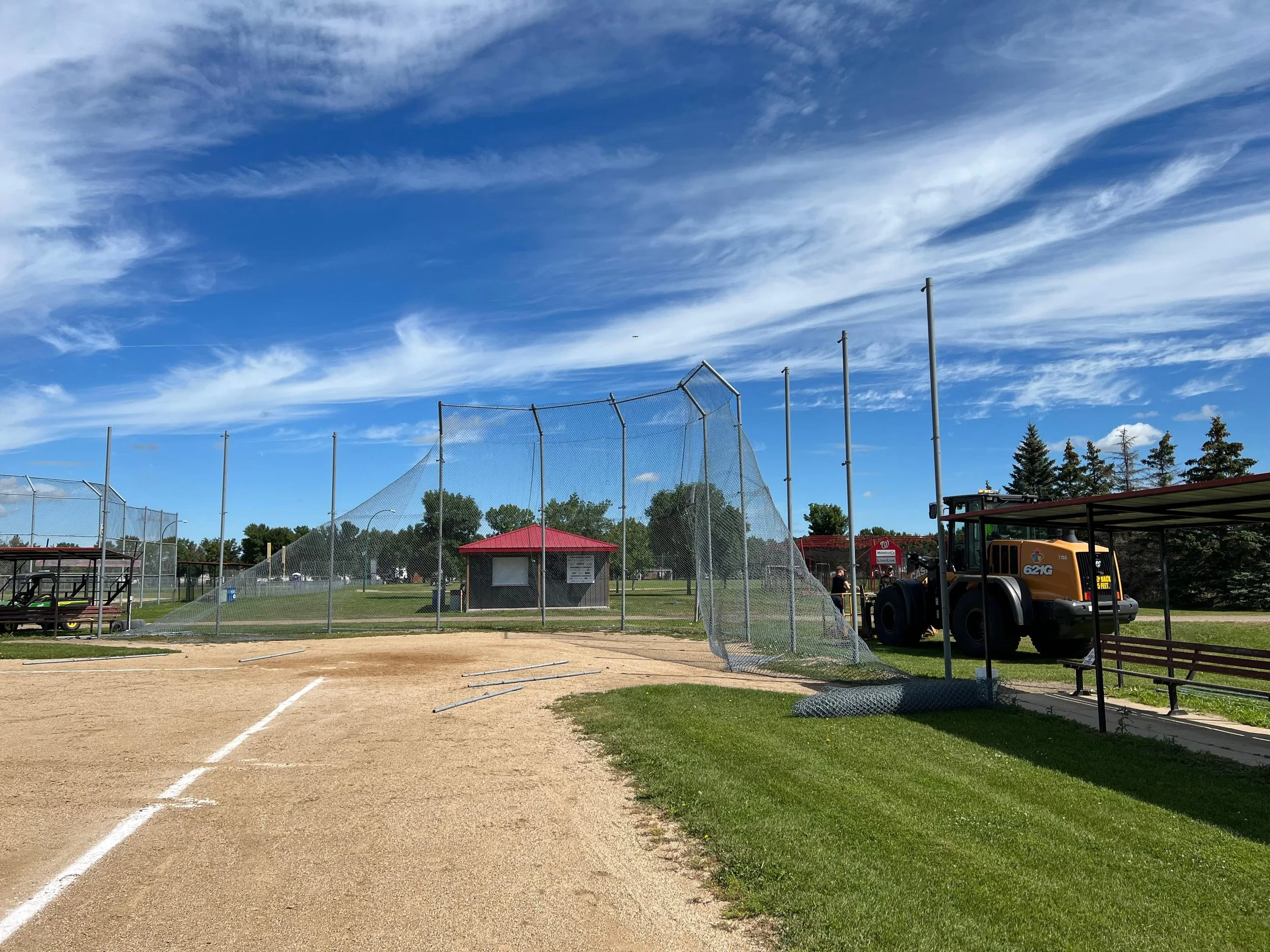 Backstop and Dugouts Are Down, Excavators Ready — Winkler Ballpark Project