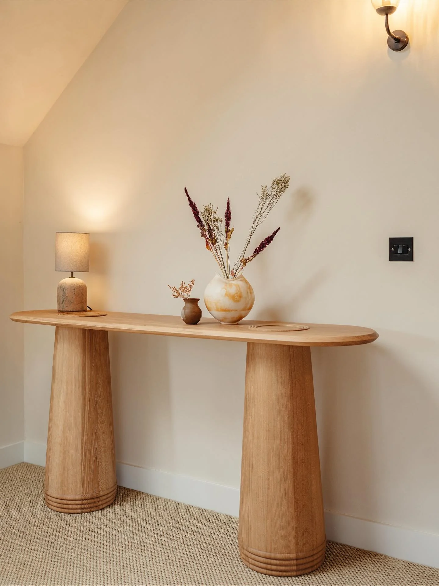 We&rsquo;re thrilled to be launching the new Clayden Console @midcentury_modern in Dulwich, London this Sunday - Come say hello and see some of our collection in person!

Moon Jar by @changcreations 
Small stoneware vase by @jackbuttonceramics 
Lamp 