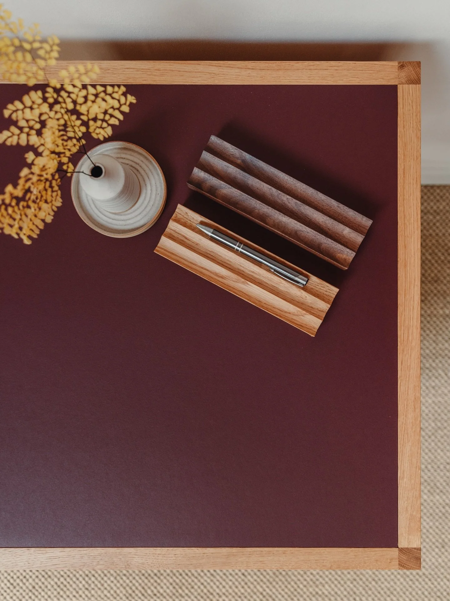 Tidiness, in walnut &amp; oak.

Photography by @lucygold 
Ceramics by @jackbuttonceramics 

#penciltray #desktidy #simpleliving #desks #handcrafted