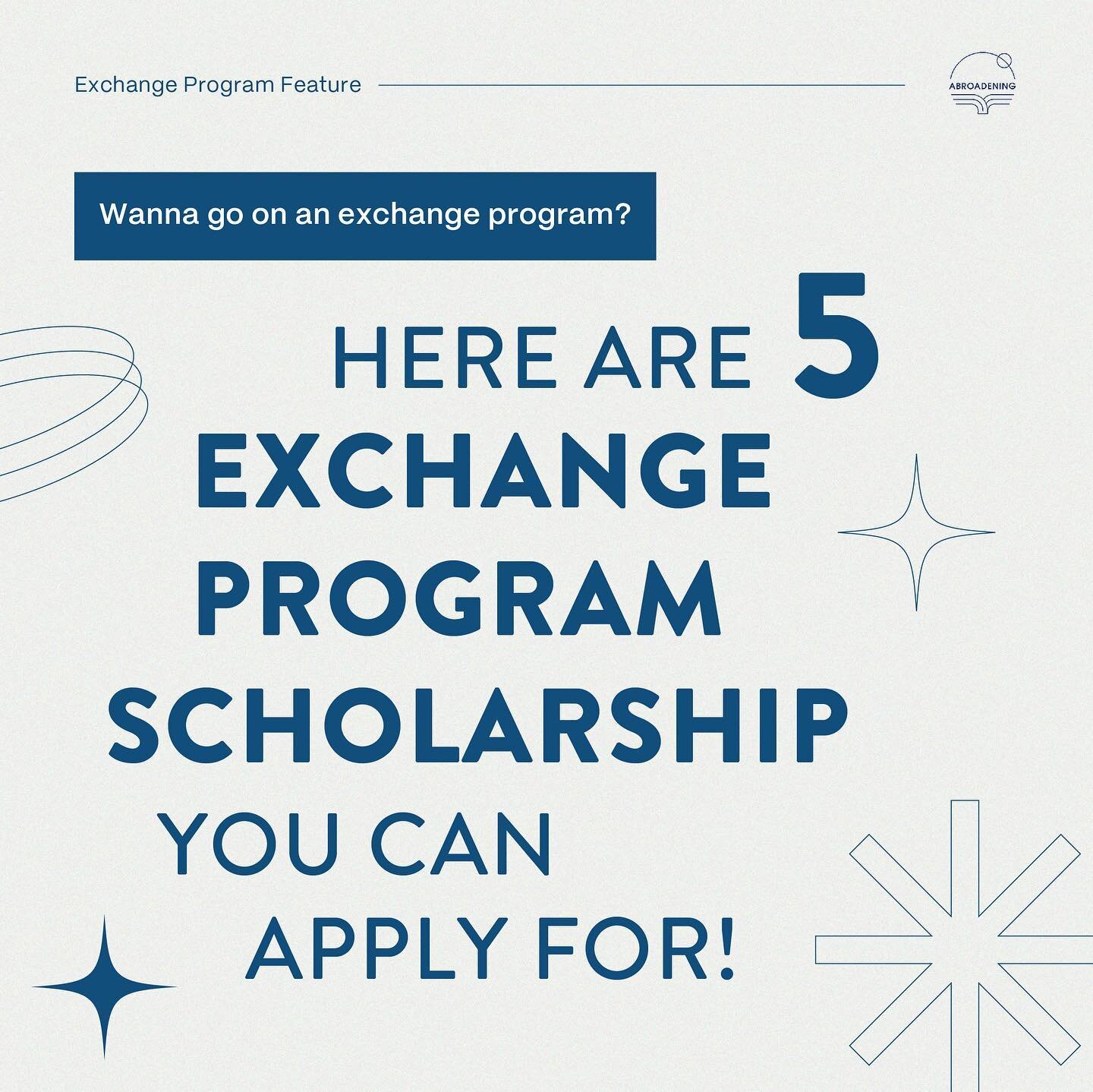 [EXCHANGE PROGRAM SCHOLARSHIPS 👀✈️]

Dreaming of going abroad to widen your horizons but the 💸 made you hesitate? Worry no more! These 5 exchange programs will cover your expenses throughout your journey abroad!

Dare to give them a shot? 🫣

#prog