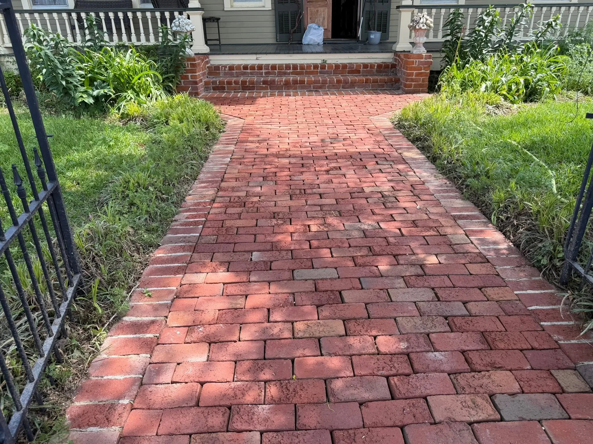 A brick pathway Cleaning in Natchez, MS