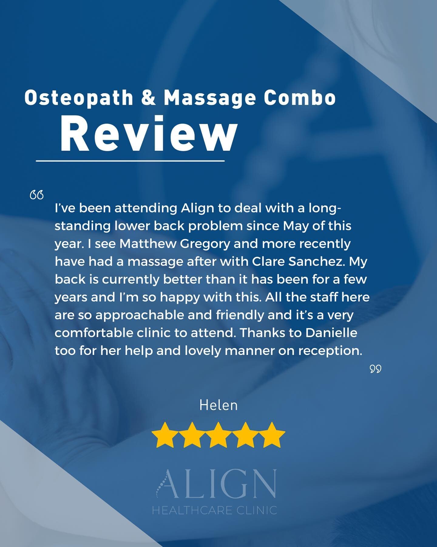 Lovely review for our Osteopath &amp; Massage Combo treatments!

Available every Wednesday morning and Friday afternoon. See the Osteopath for 30 minutes followed the Massage Therapist for 30 minutes.

#bootlehealthcare #liverpoolhealthcare #healthca