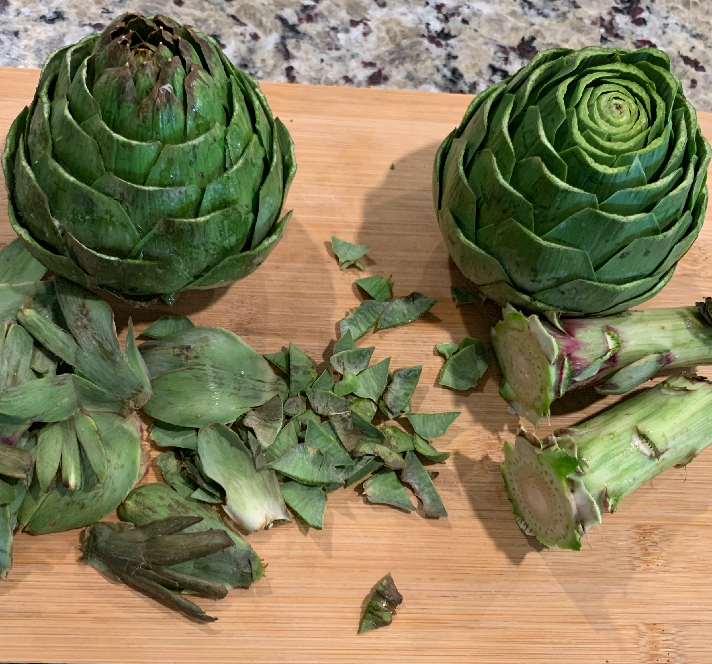 trimmed artichokes