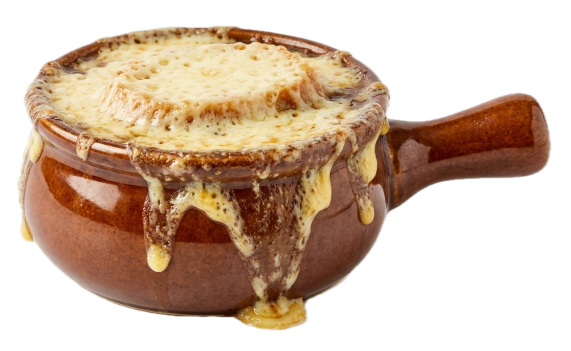 French onion soup in a crock