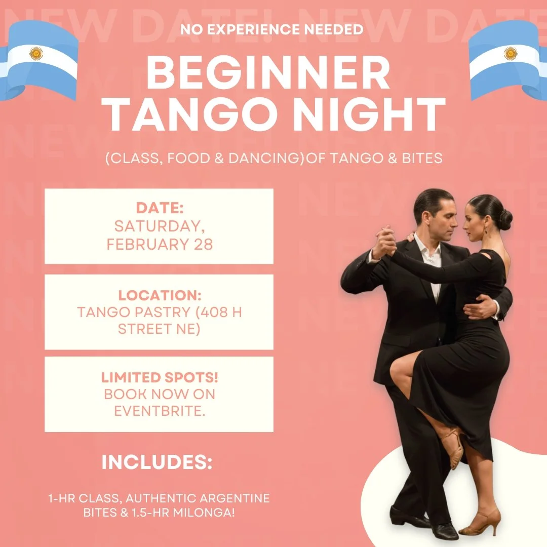 No Experience Needed: Beginner Tango Night (Class, Food &amp; Dancing) (Saturday, February 28, 2026, from 7:00 p.m. to 9:00 p.m. at Tango Pastry DC)