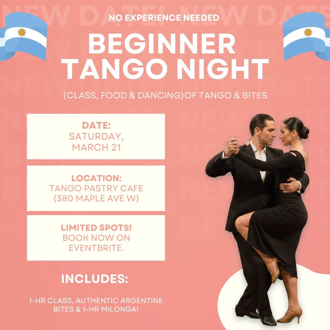 No Experience Needed: Beginner Tango Night (Class, Food &amp; Dancing)(Saturday, March 21, 2026, from 7:00 p.m. to 9:00 p.m. at Tango Pastry Cafe)
