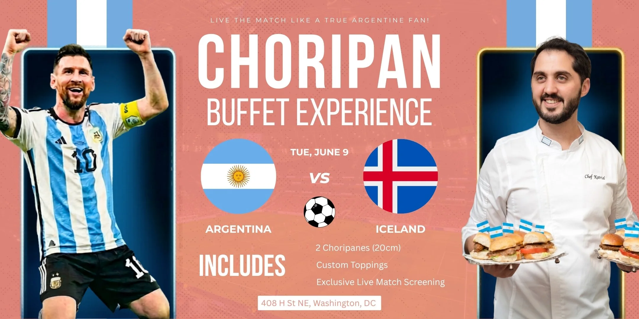 Choripan Buffet at Tango Pastry DC | June 9 | 8.30PM | Argentina vs Iceland