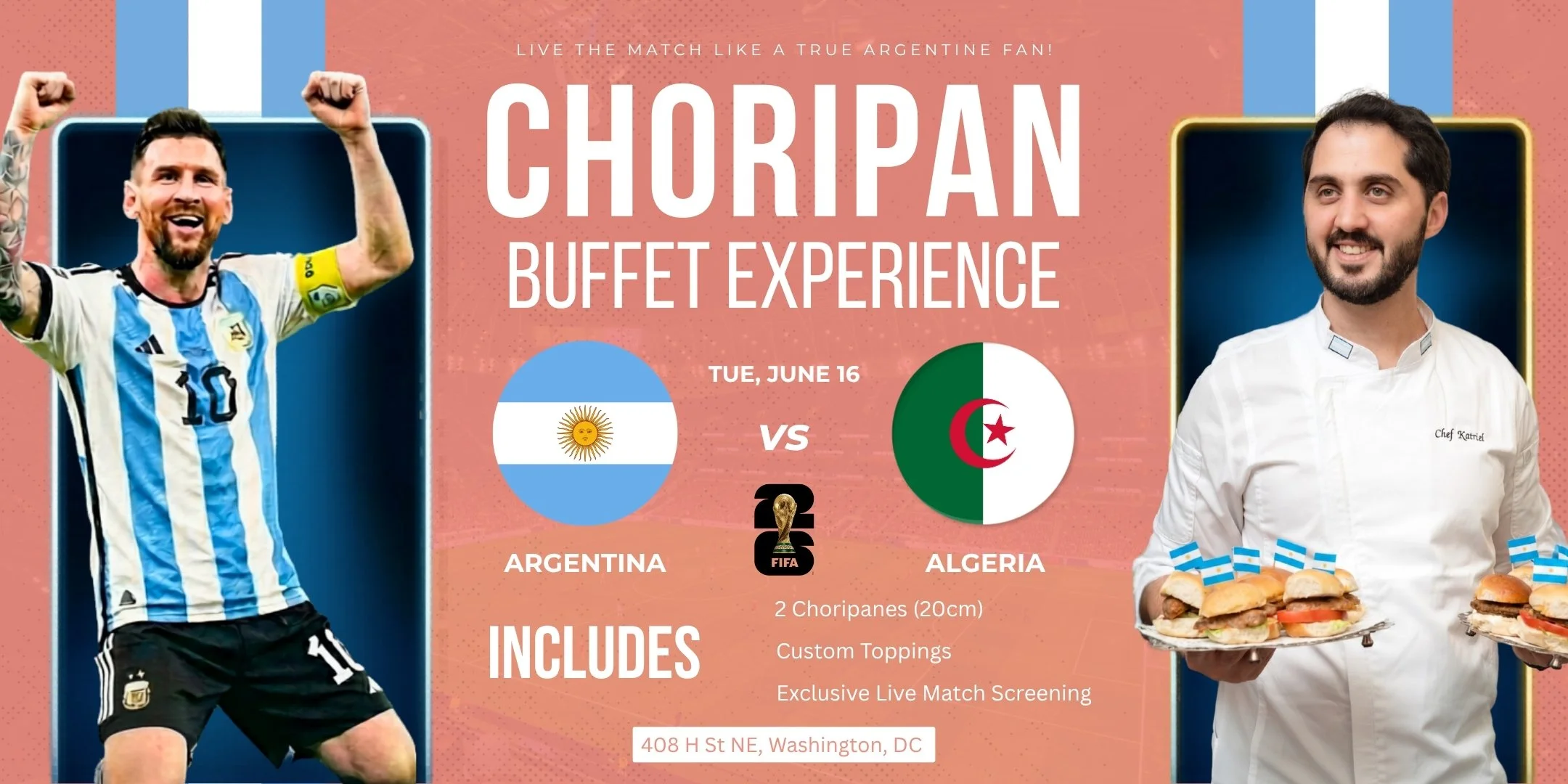 Choripan Buffet at Tango Pastry DC | June 16 | 9PM | Argentina vs Algeria (FIFA WORLD CUP)