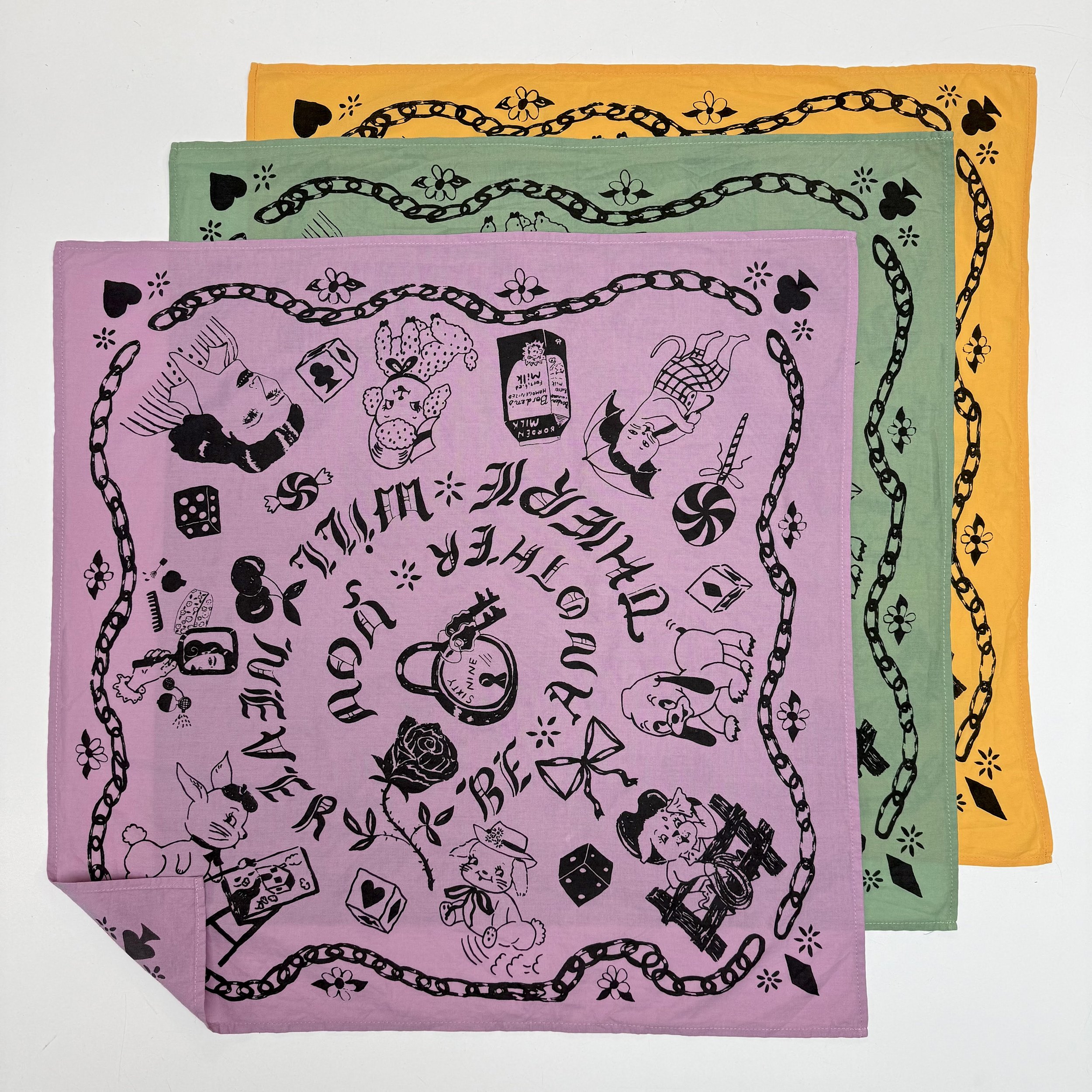 Hand Printed 69 tearz X Le Puzz Bandana