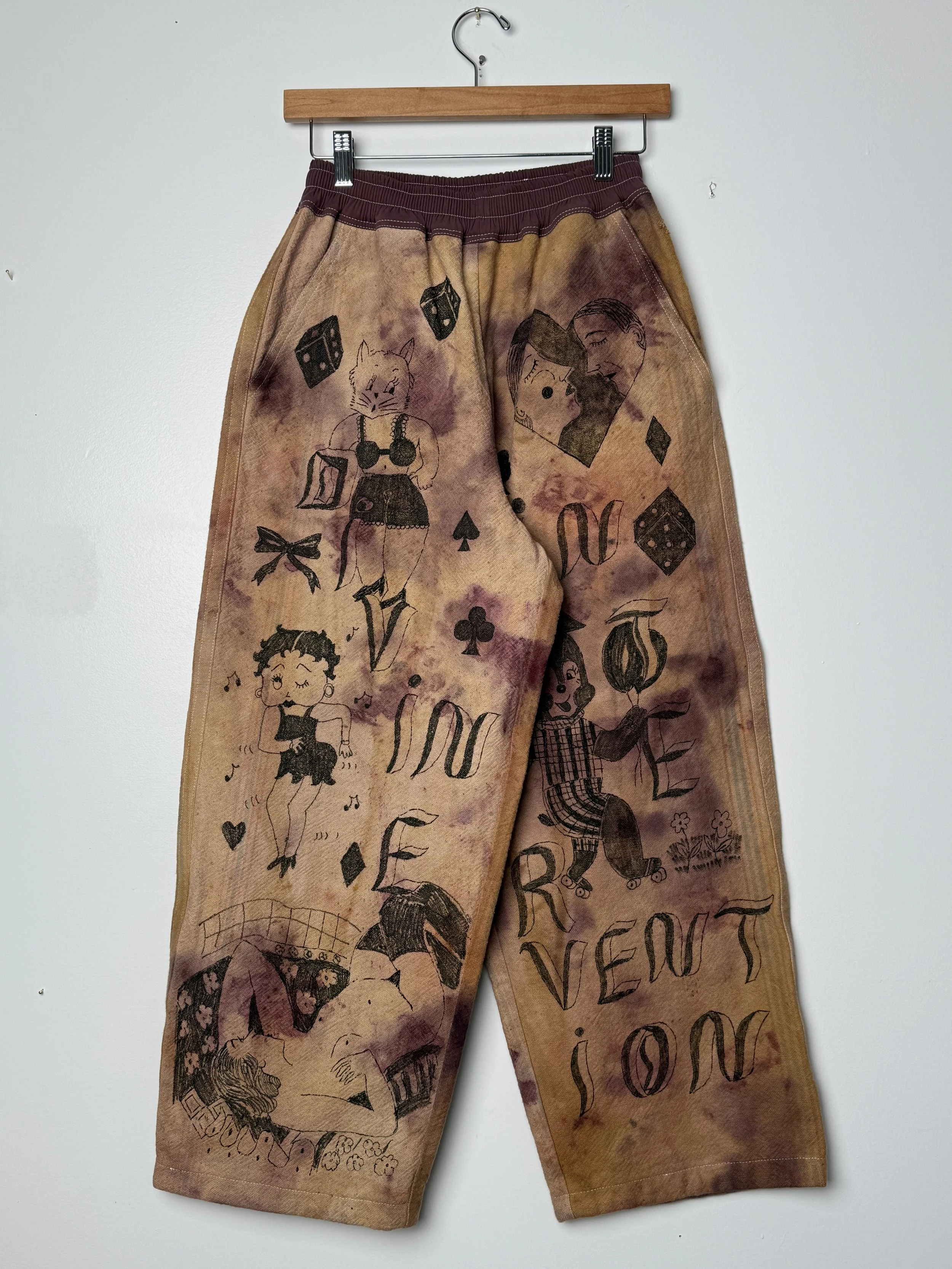 Hand Drawn Naturally Dyed Pants Small