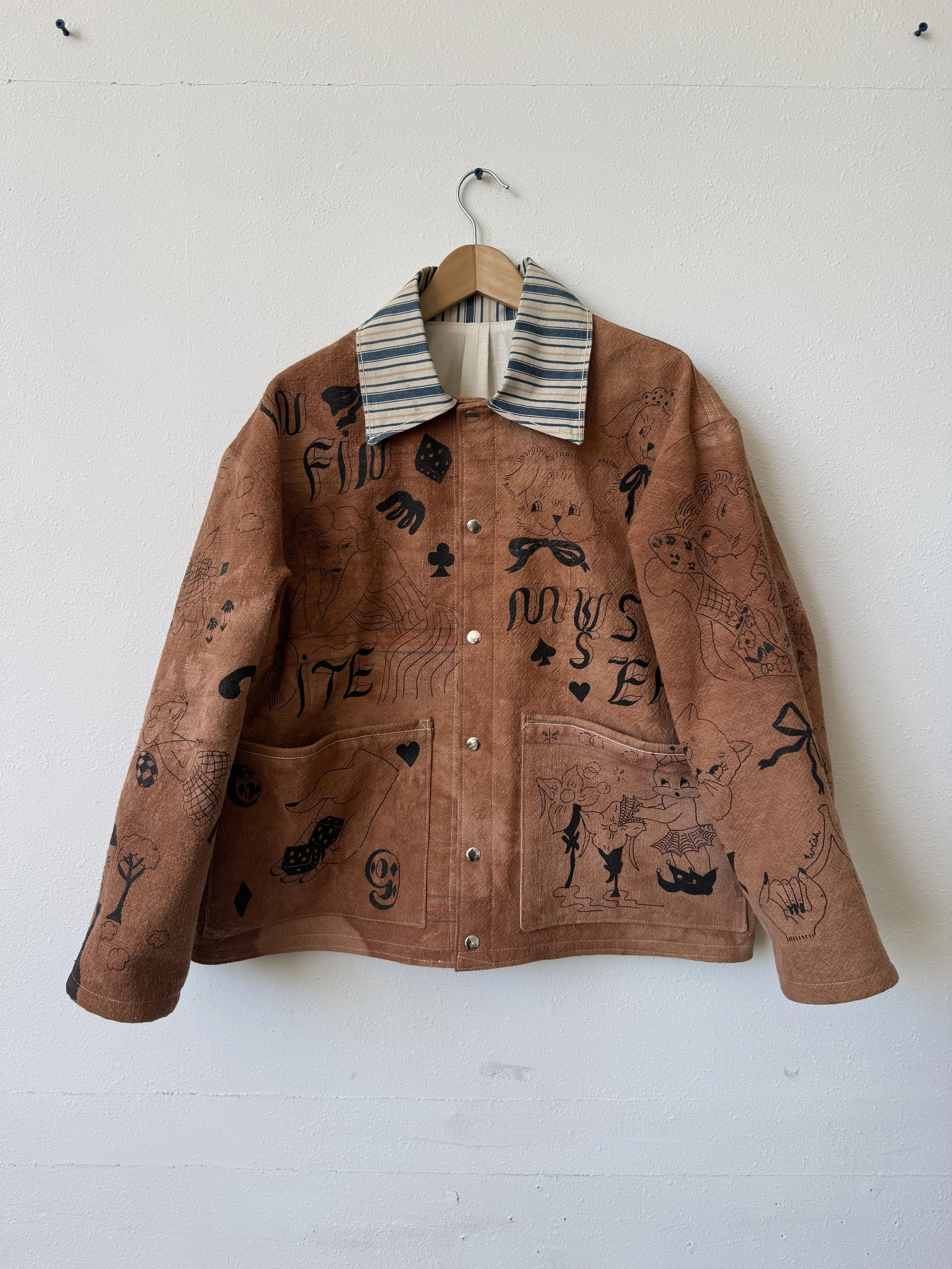 Naturally Dyed Lined Chore Coat L