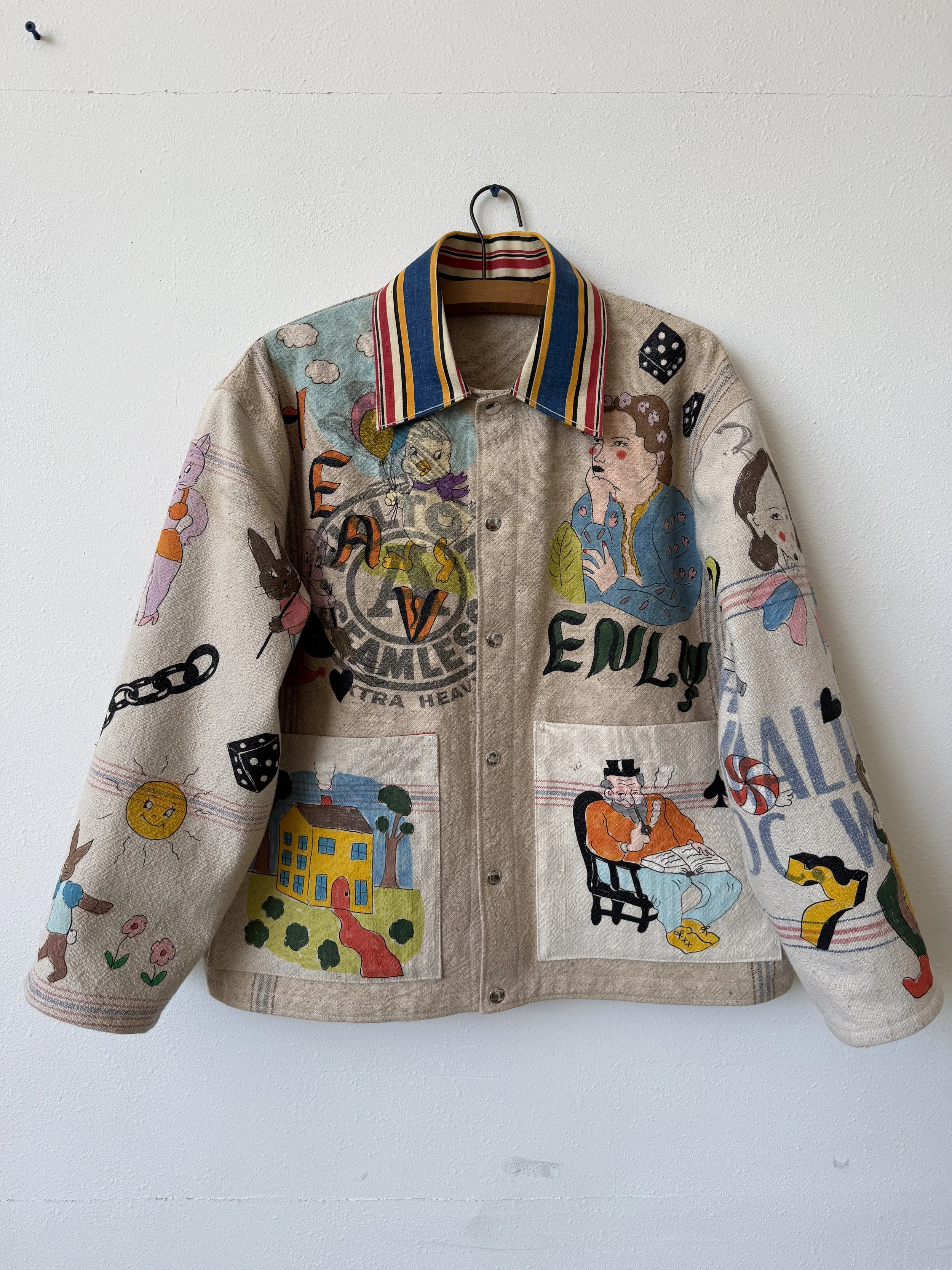 Hand Painted Chore Coat M