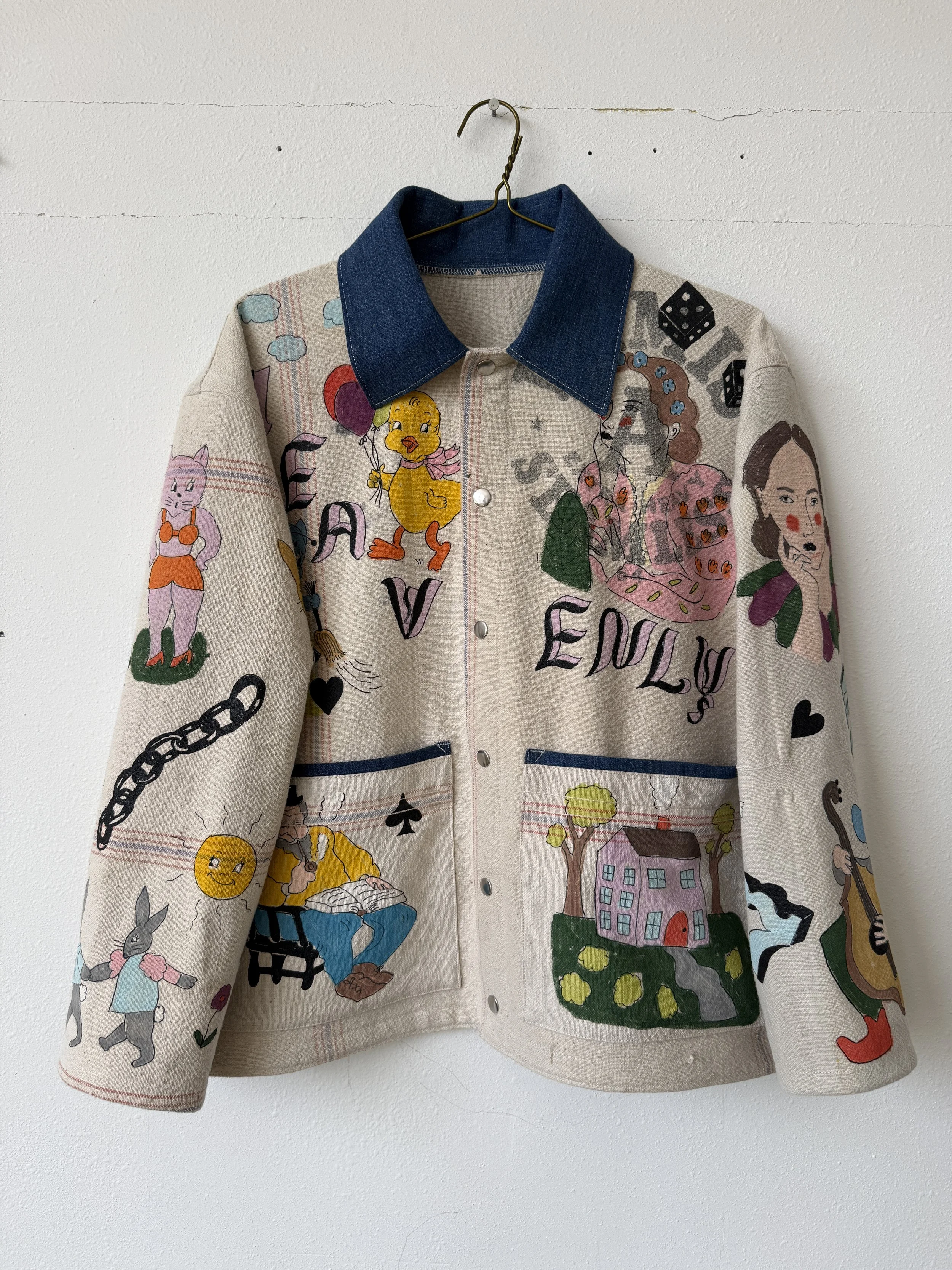Hand Painted Chore Coat M