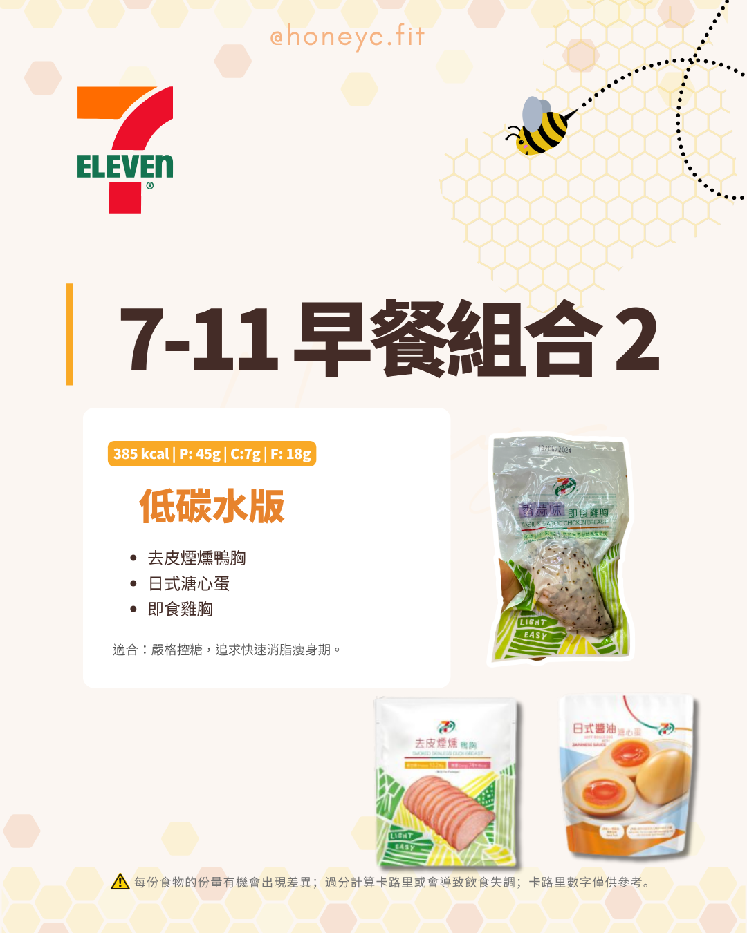 7-11-去皮煙燻鴨胸 + 日式溏心蛋 + 即食雞胸-卡路里