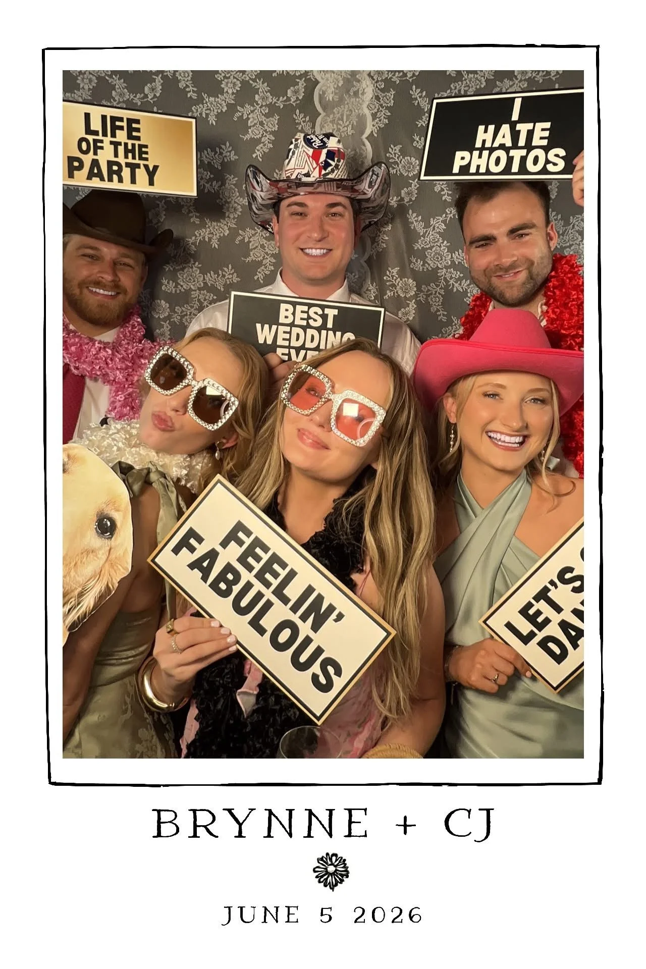 Laughing crowd in photo booth
