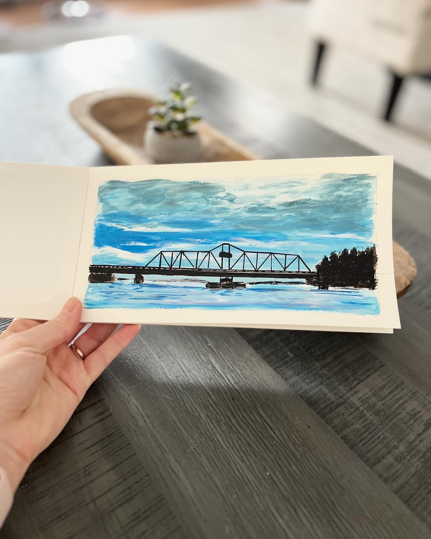 I painted the bridge in Little Current recently but this is a different view and I like this one more. Another view from our @northchannelcruiseline trip 😁. Still working on more Manitoulin landmarks. If you&rsquo;re familiar with Manitoulin Island,