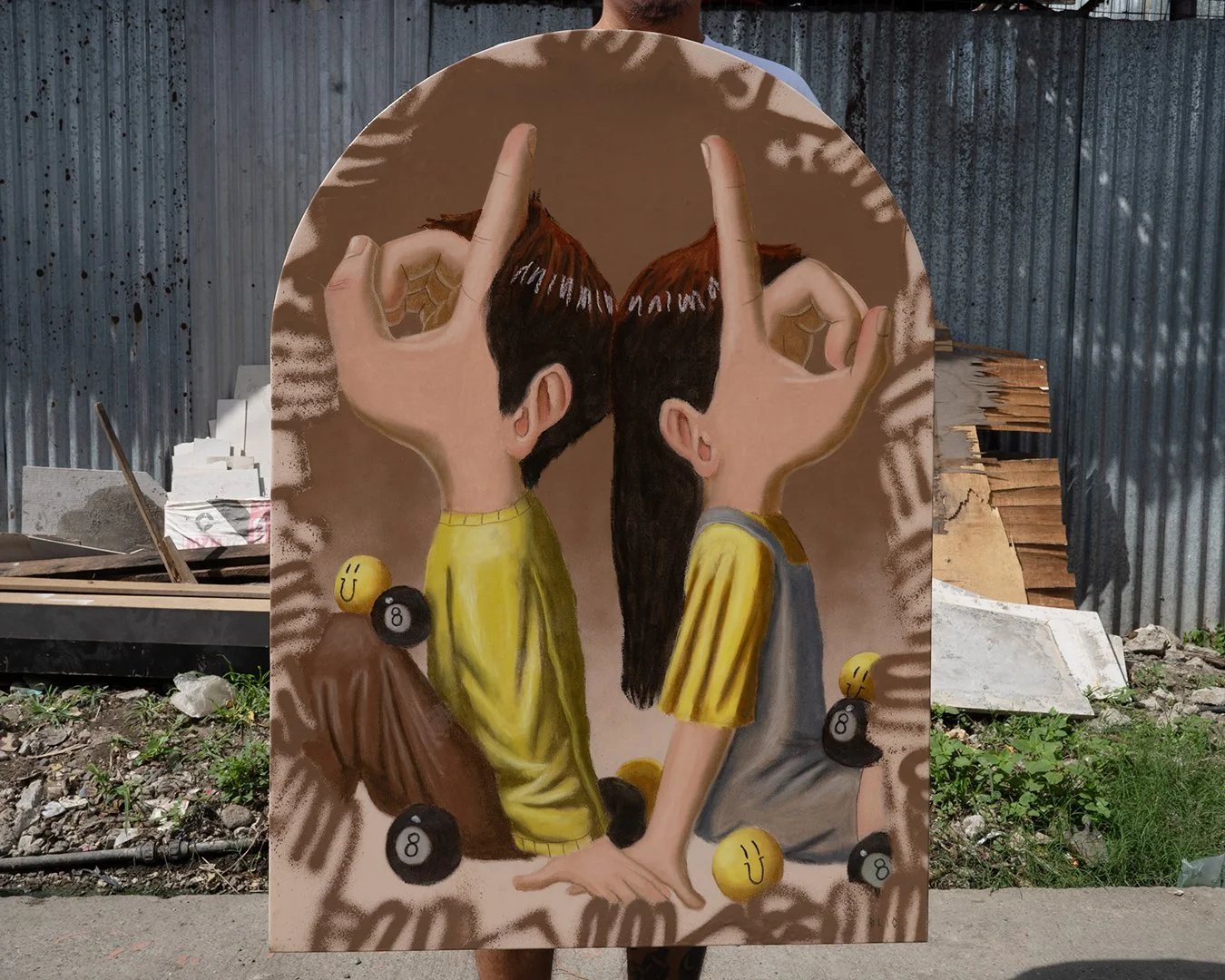 Oil Pastel and Spraypaint on Canvas