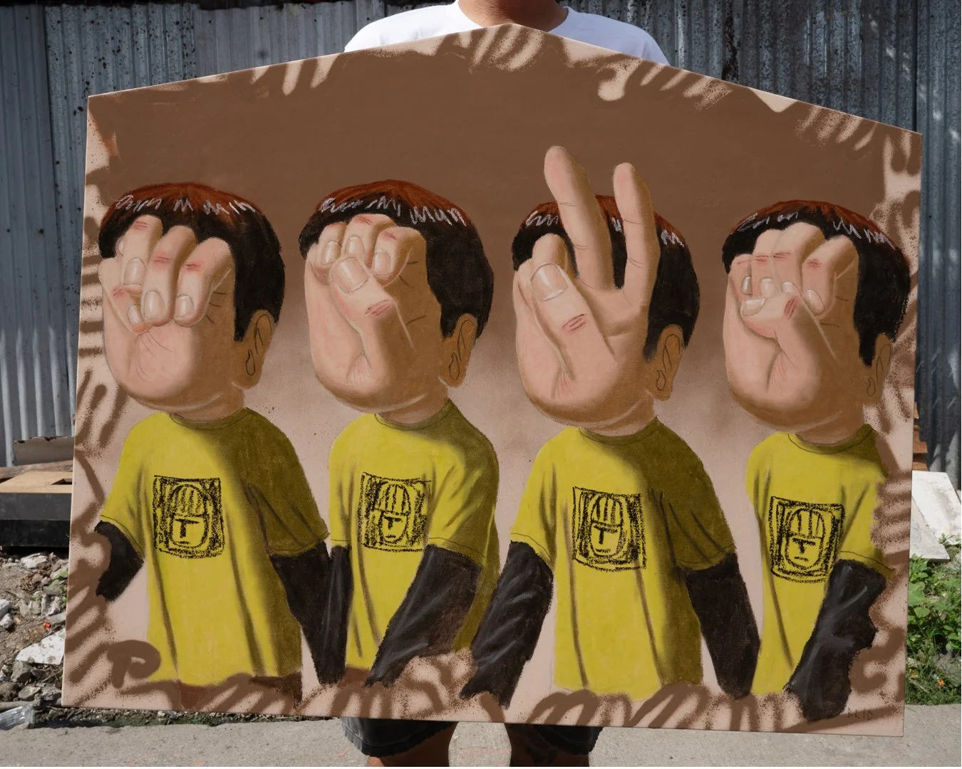 Oil Pastel and Spraypaint on Canvas