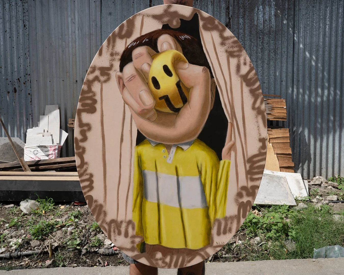 Oil Pastel and Spraypaint on Canvas