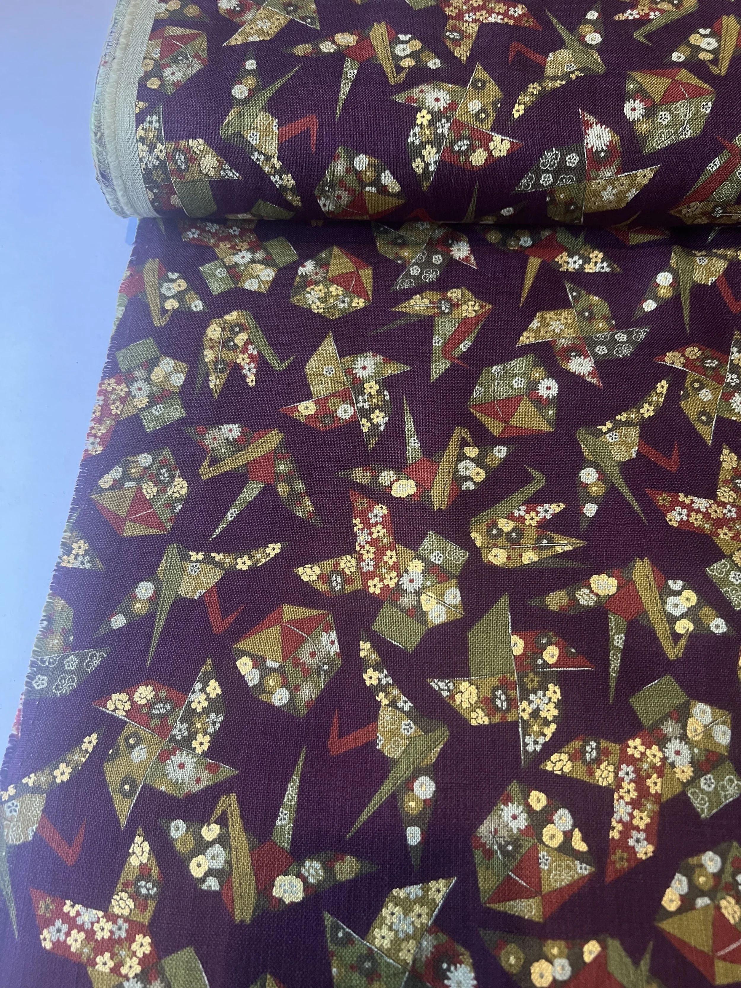 Sevenberry - Tsuru Origami Plum Cotton Poplin