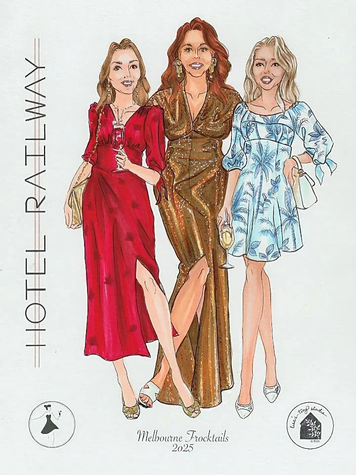 Thank you to Lisa from @lisastinystudio for doing this incredible sketch of us girls from last weekends @melbournefrocktails 

What an amazing gift we'll treasure forever! 

If you're interested in having a wonderful keepsake like this illustrated, h