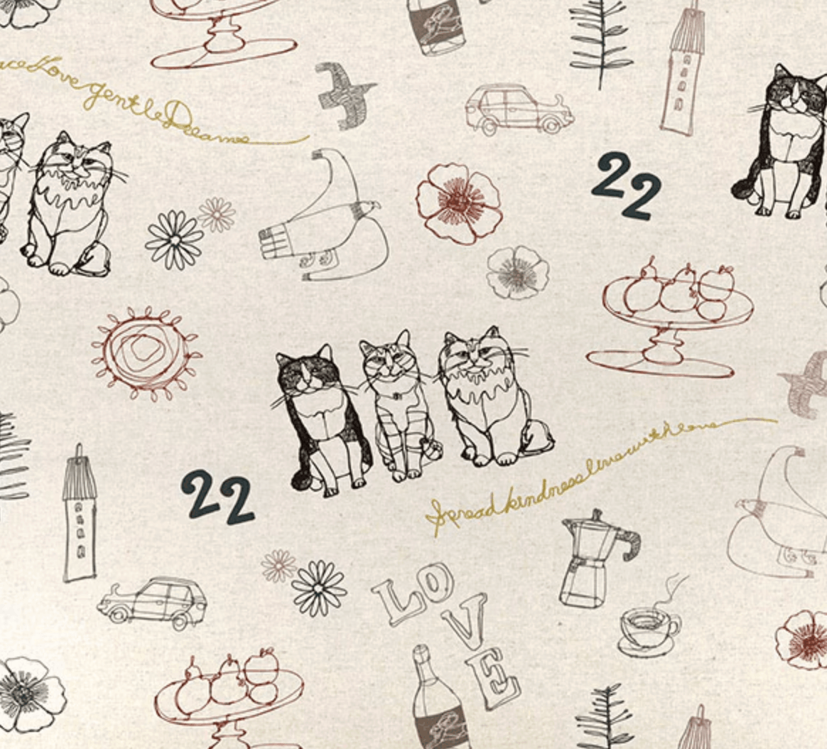 Kokka - Hayu Cats - Cotton/Linen Canvas