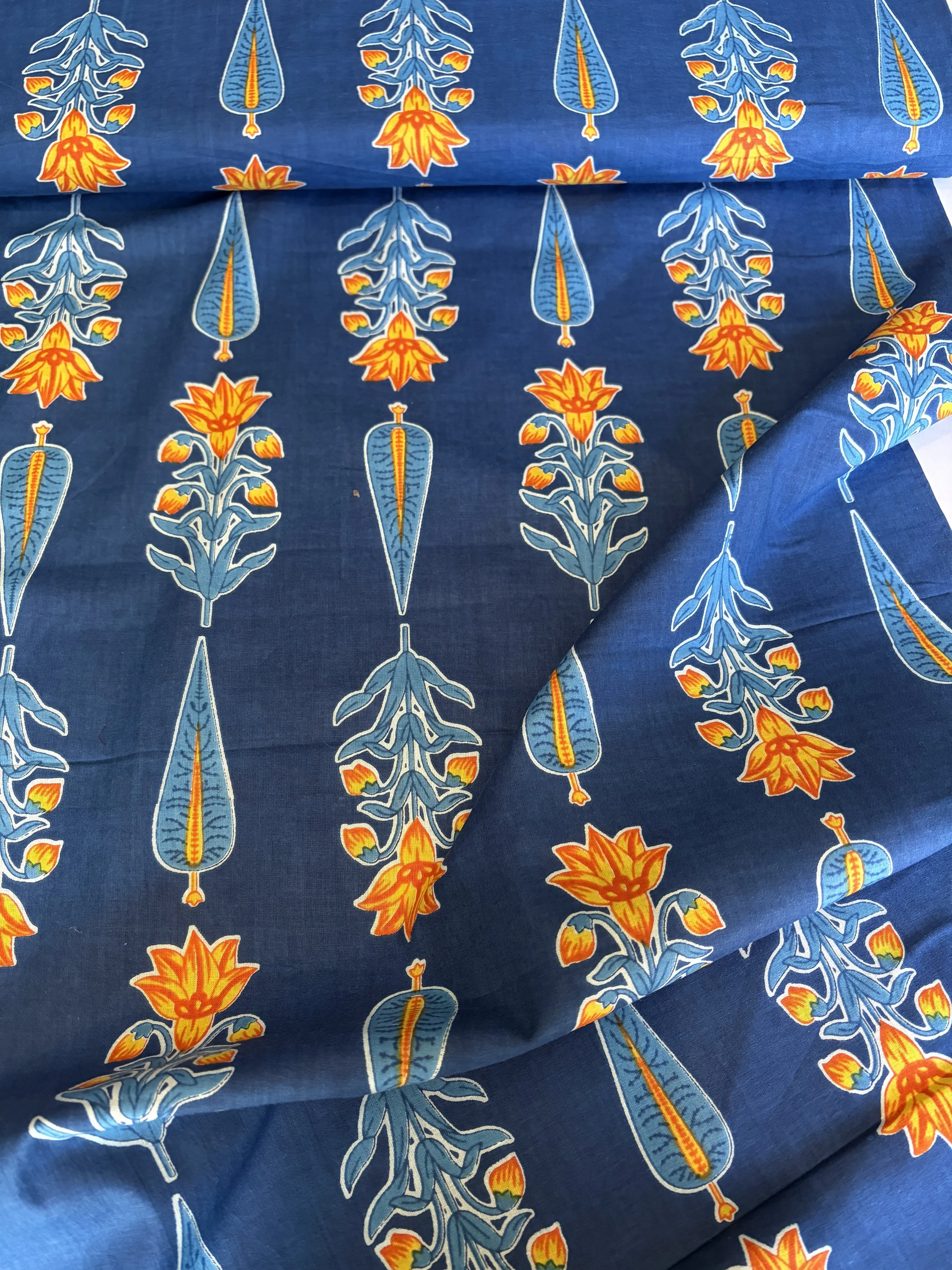 Lady McElroy - Cypress Botanics - Steel Blue - Cotton Lawn Hand-Dyed Block Print