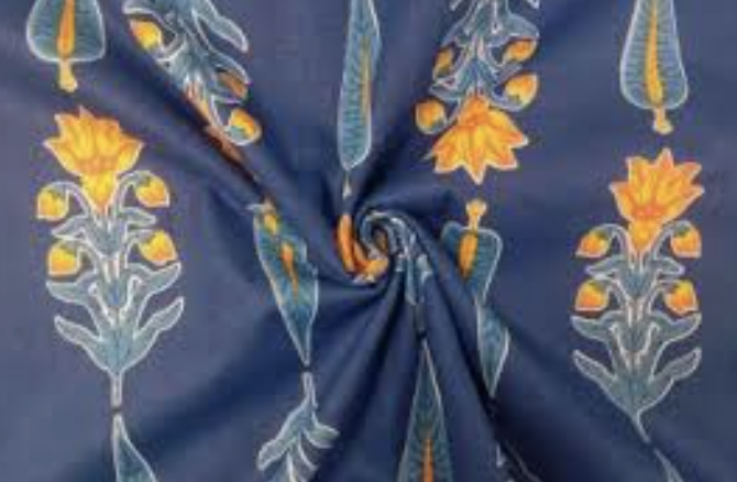 Lady McElroy - Cypress Botanics - Steel Blue - Cotton Lawn Hand-Dyed Block Print