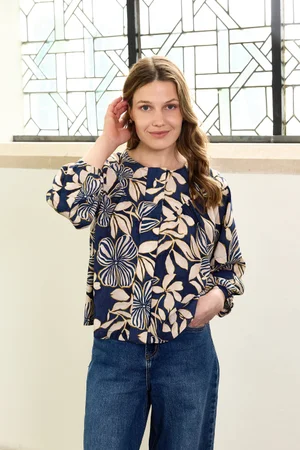 Atelier Jupe - Dark Blue Viscose with Lilac and Green Flowers — The ...
