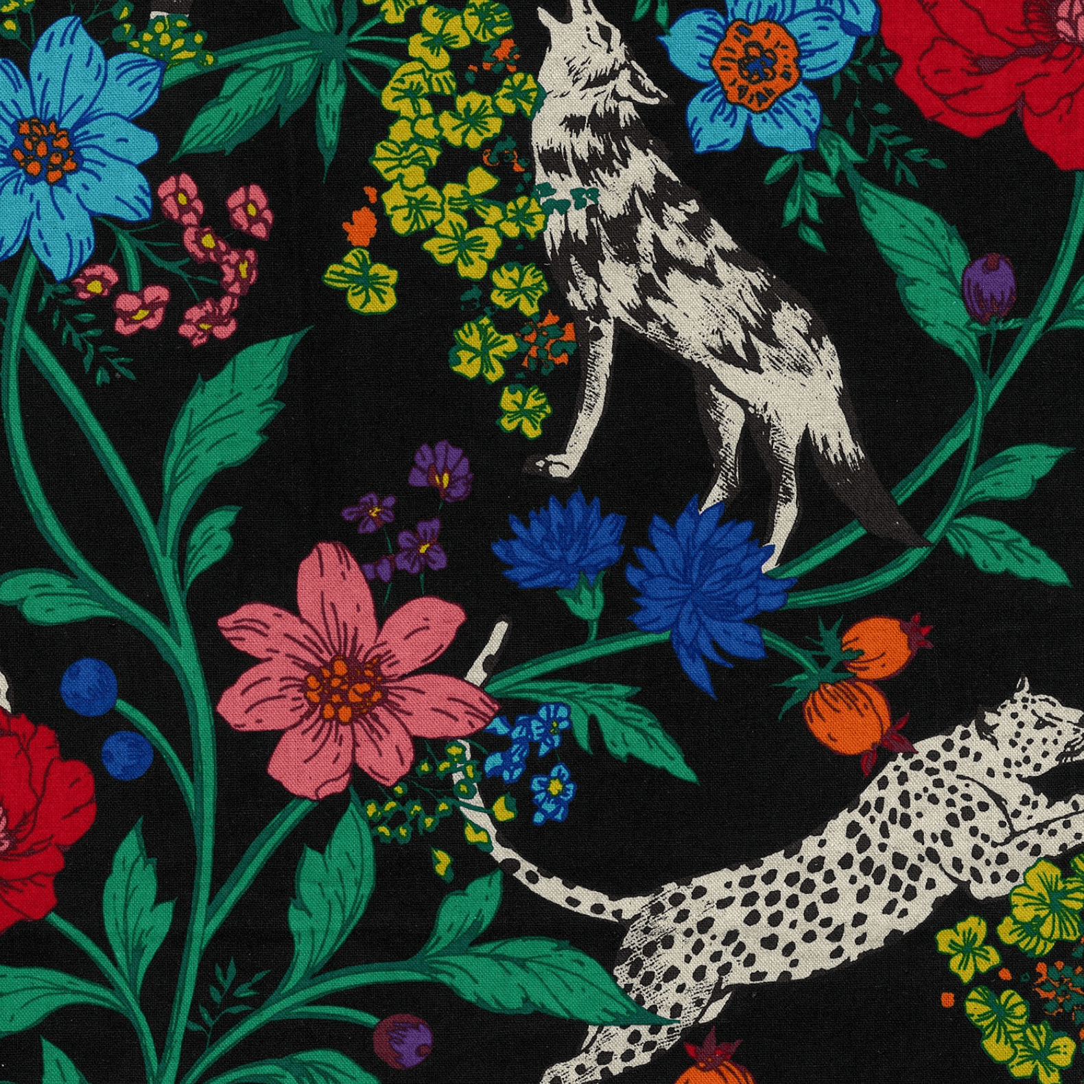 Kokka - Echino Wonder - Black Linen/Cotton Canvas