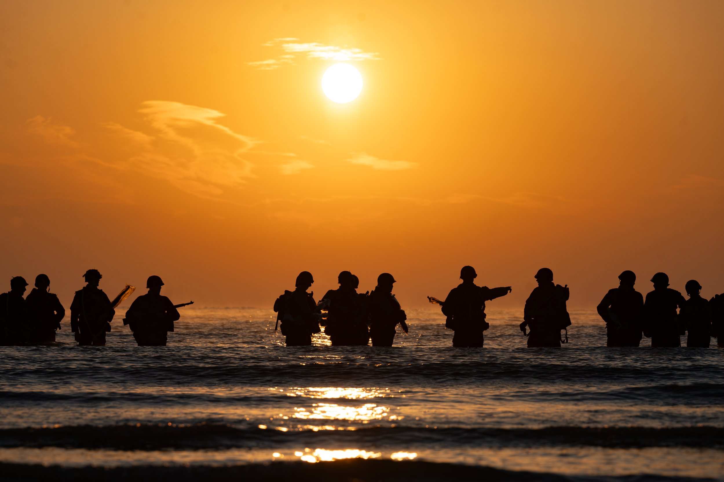 WWII Reenactors at Utah Beach in Normandy France during the 80th Anniversary of D-Day