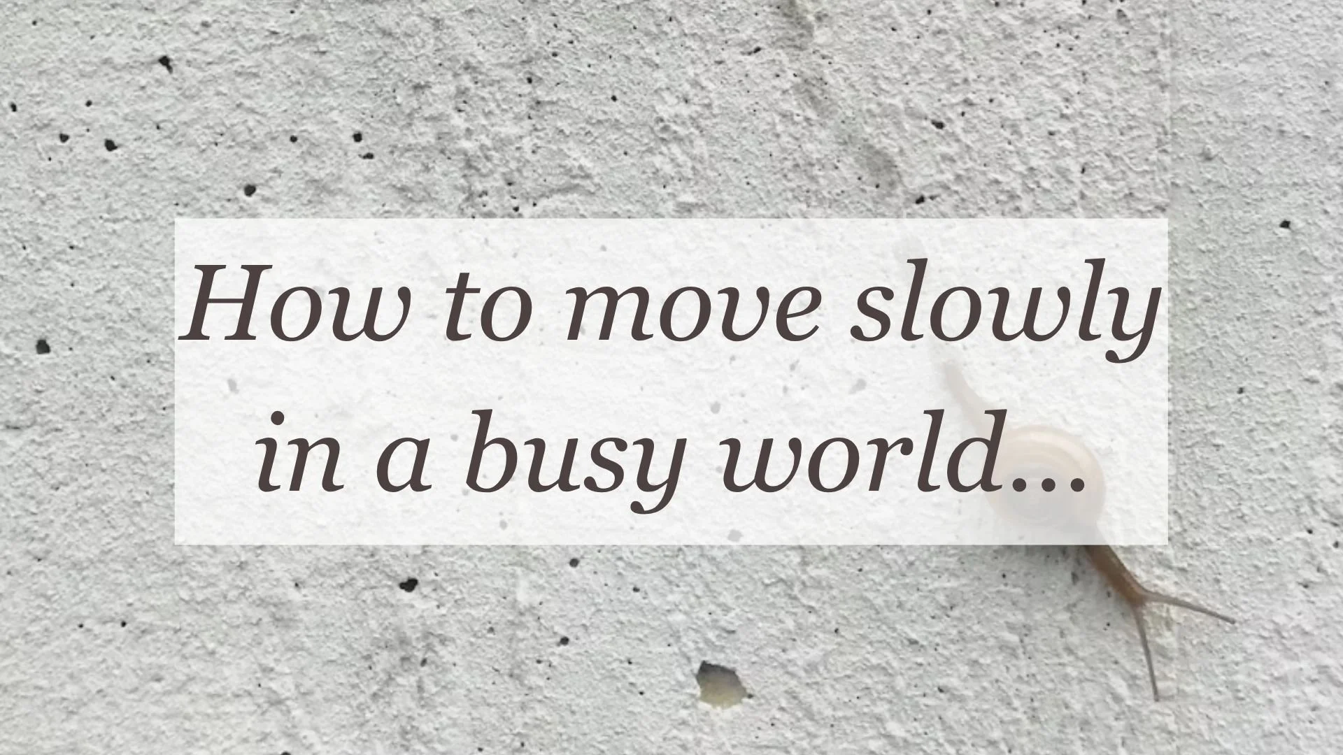 How to move slowly in a busy world…