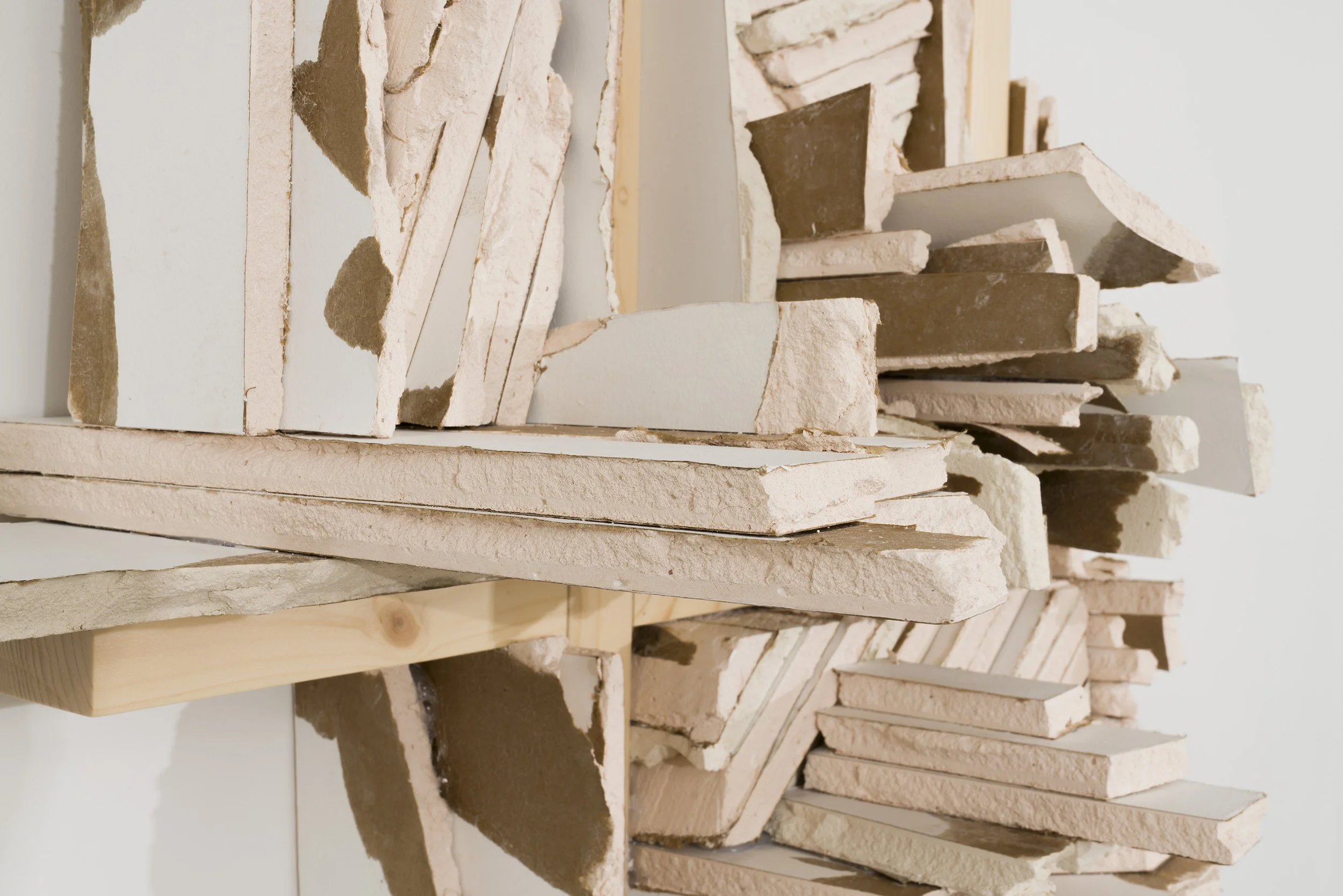 How to Heal a Broken Line #2, 2026. Wood and Sheetrock, 32” x 31” x 15”(d).jpg