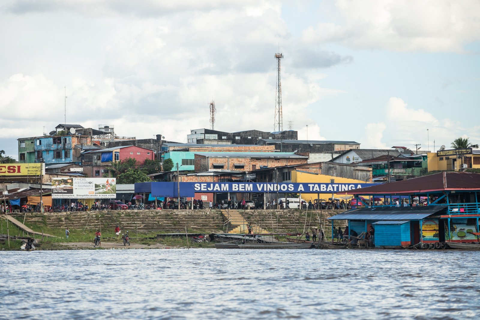 Tabatinga, Brazil. The small Brazilian city right on the banks of the Amazon is part of the 'tres frontera; or triple frontier. The Amazon river serves as the border with Peru to its west, and Leticia to its north, separated only by a street.