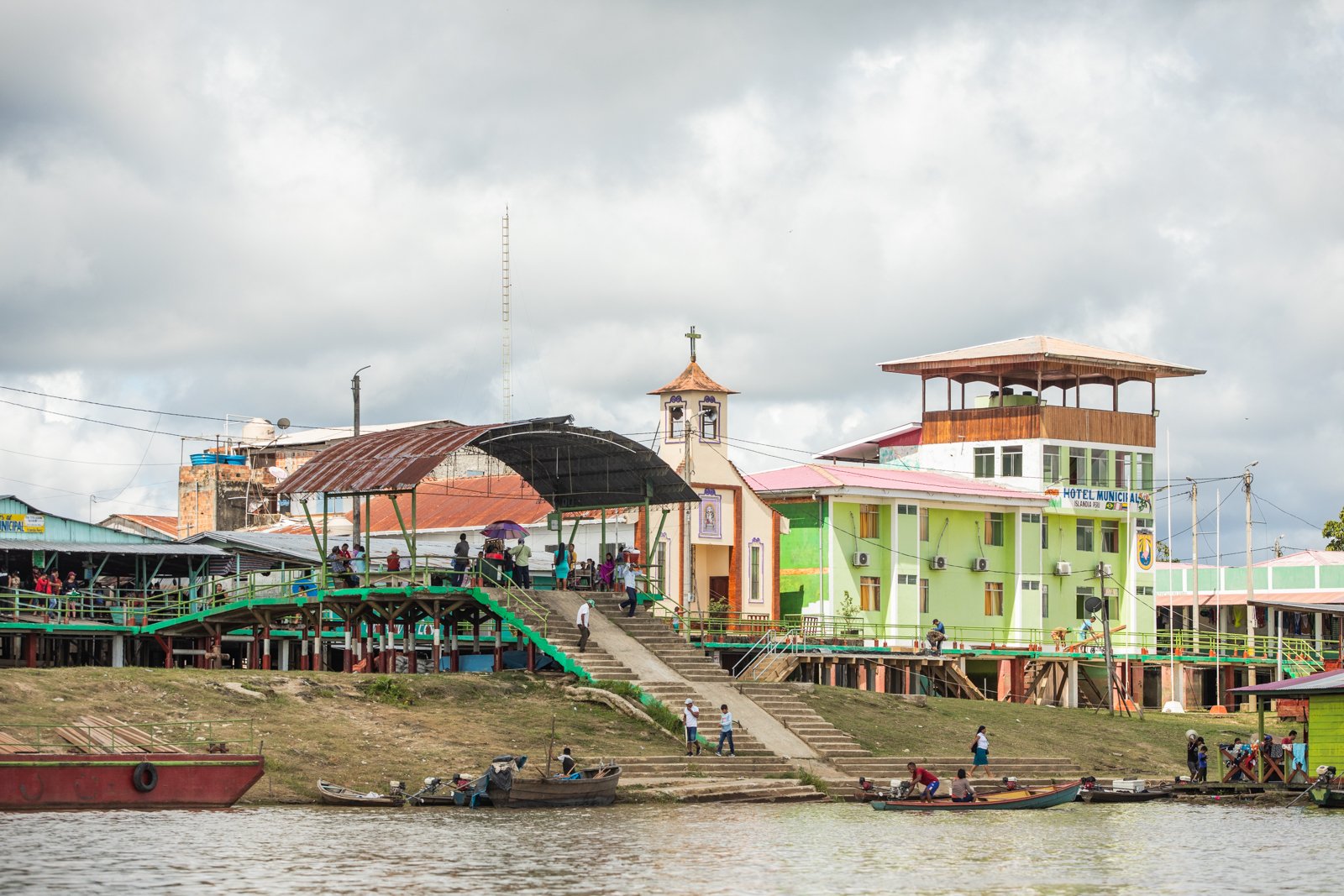 The small city of Islandia nestled on the banks of the Javary River, a tributary to the Amazon. Residents refer to it as the Peruvian Venice, with most buildings constructed on stilts during the high-water flood season.