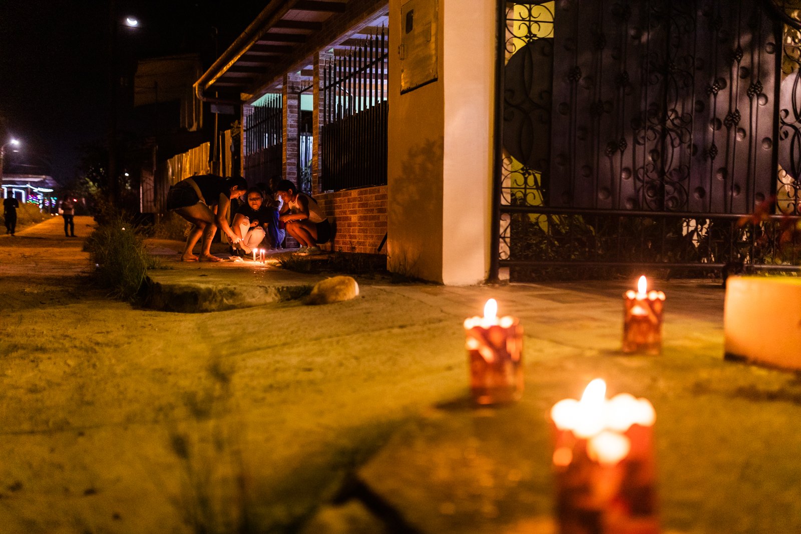 La Noche de las Velitas, Leticia, Colombia. December 7, the night of the little candles marks the unofficial beginning of the Christmas season. People adorn homes, sidewalks, doorways, windows and storefronts with candles. Celebrating the eve of the