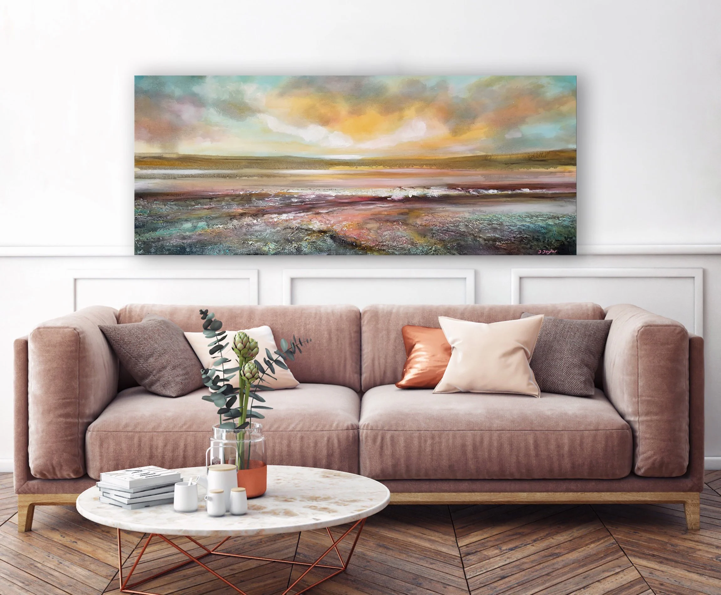 Sunset Along An Evening Tide Oil Painting.