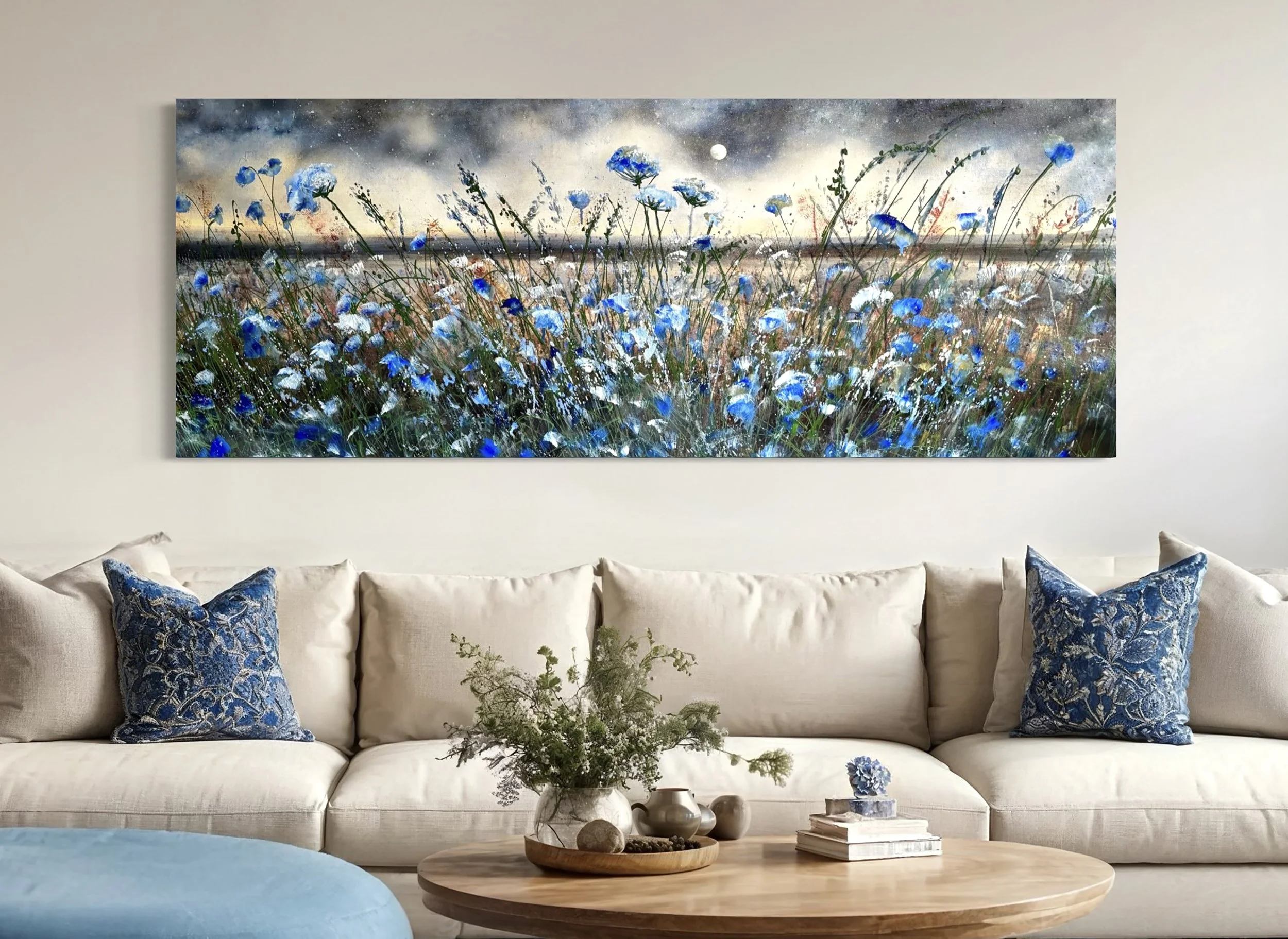 Cornflowers Large Scale Oil Painting.