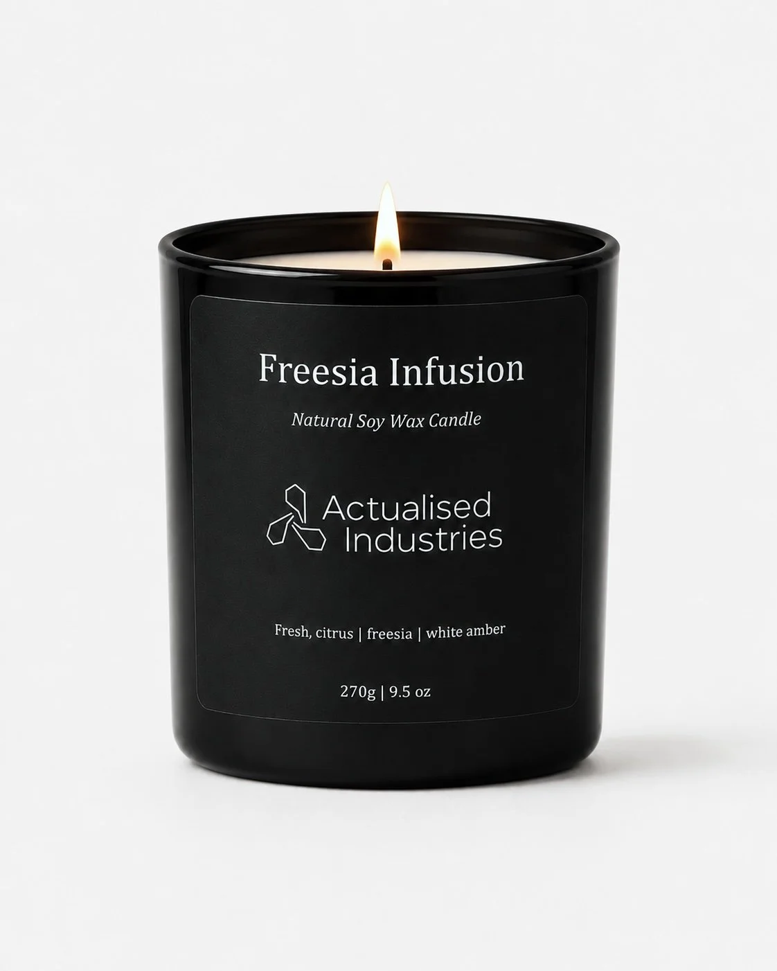 Freesia Infusion natural soy wax candle — delicate floral freesia fragrance by Actualised Industries