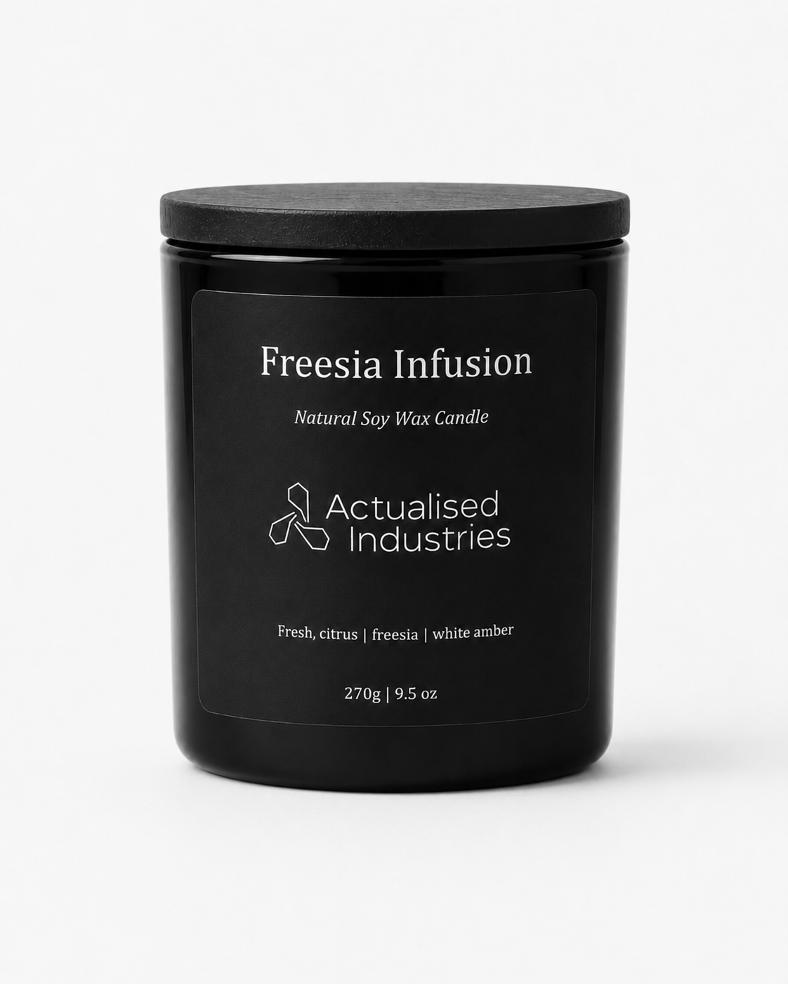 Actualised Industries Freesia Infusion scented candle — fresh floral notes, natural soy wax blend