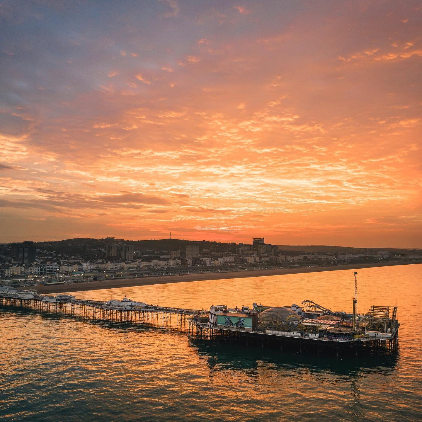 I can&rsquo;t get my head around just how capable, with the right settings of course, that the @djimavic3_official is.  Loved watching the sky catch fire over the iconic @brightonpalacepier yesterday morning from out at sea. 
.
.
.
.
#djimavic3 
#bri