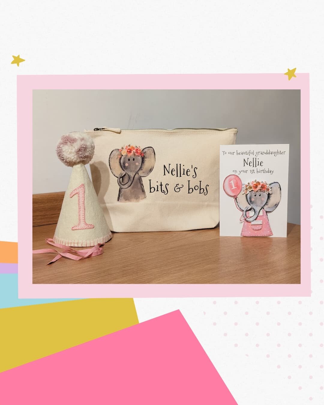 Look at the gorgeous gifts and keepsake card Heidi gave her granddaughter Nellie! We will be adding these to our range very soon! Bags and birthday hats. And we will be expanding our 3d keepsake card range too!