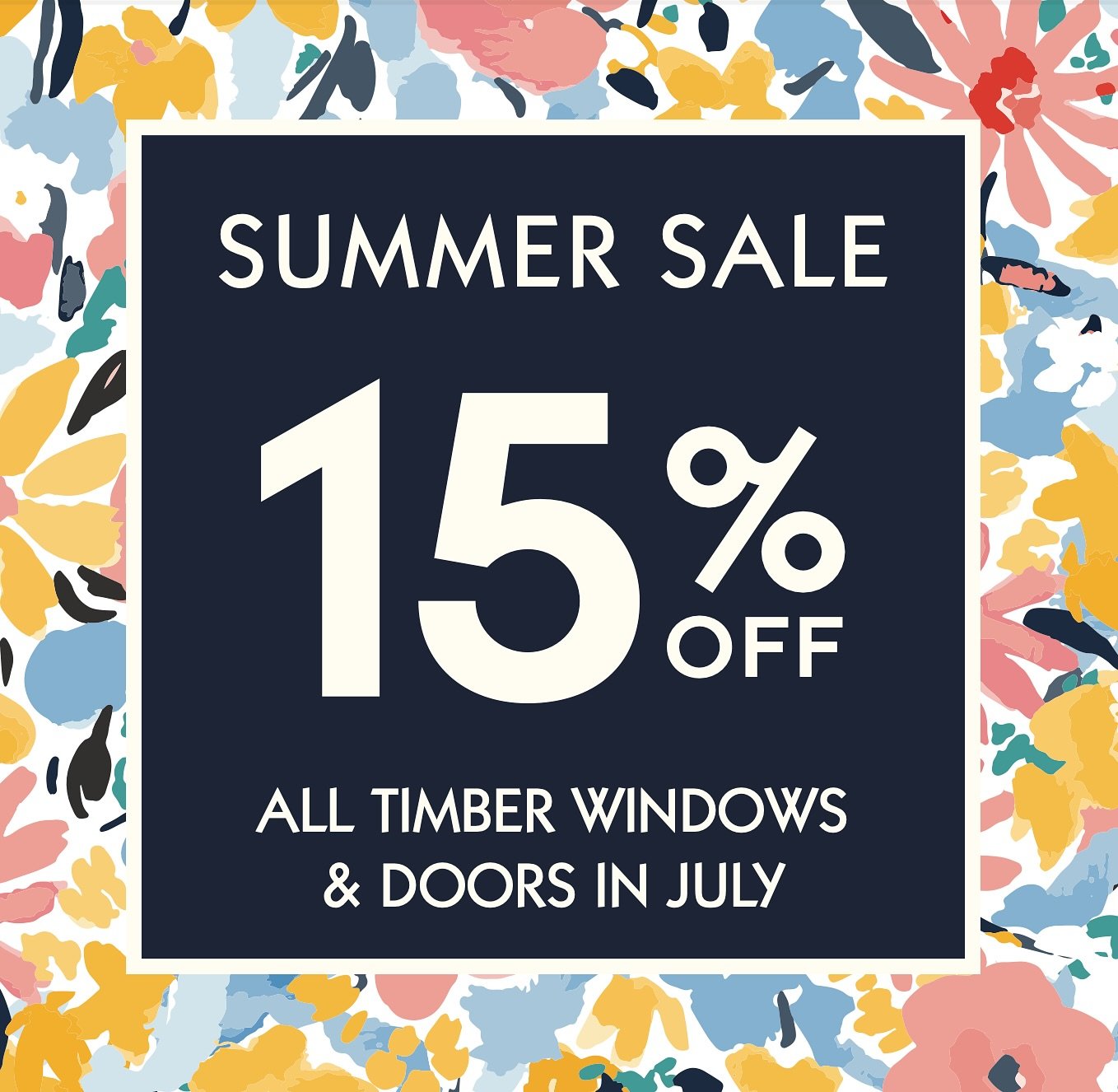 We are delight to announce our summer sale has now started. 15% off Timber Windows and Doors until the end of July 🙌
