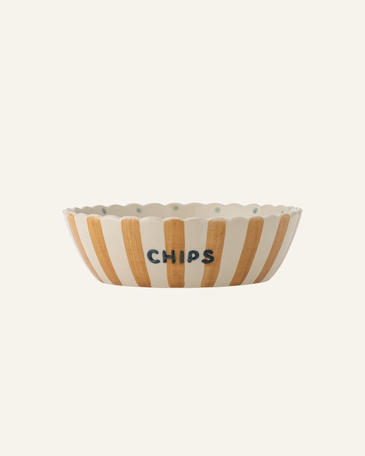 Stoneware Striped Chips Sharing Bowl