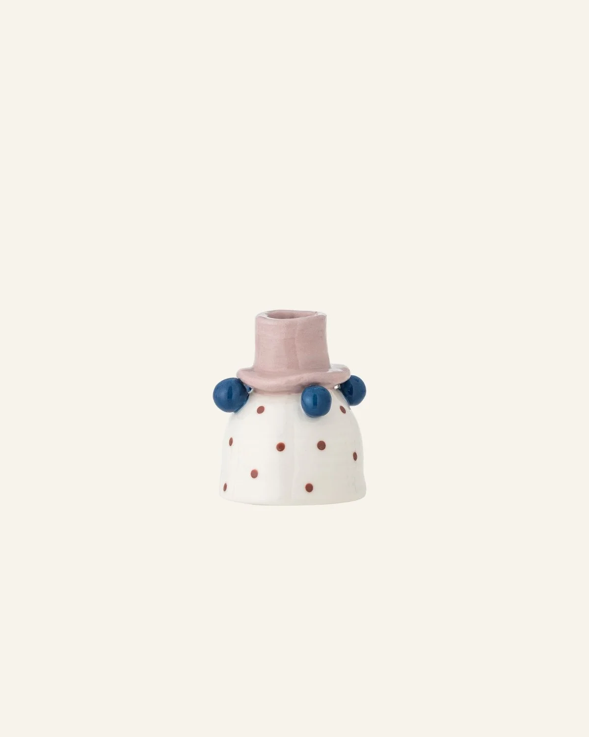 Stoneware Pink and Blue Dotty Candlestick