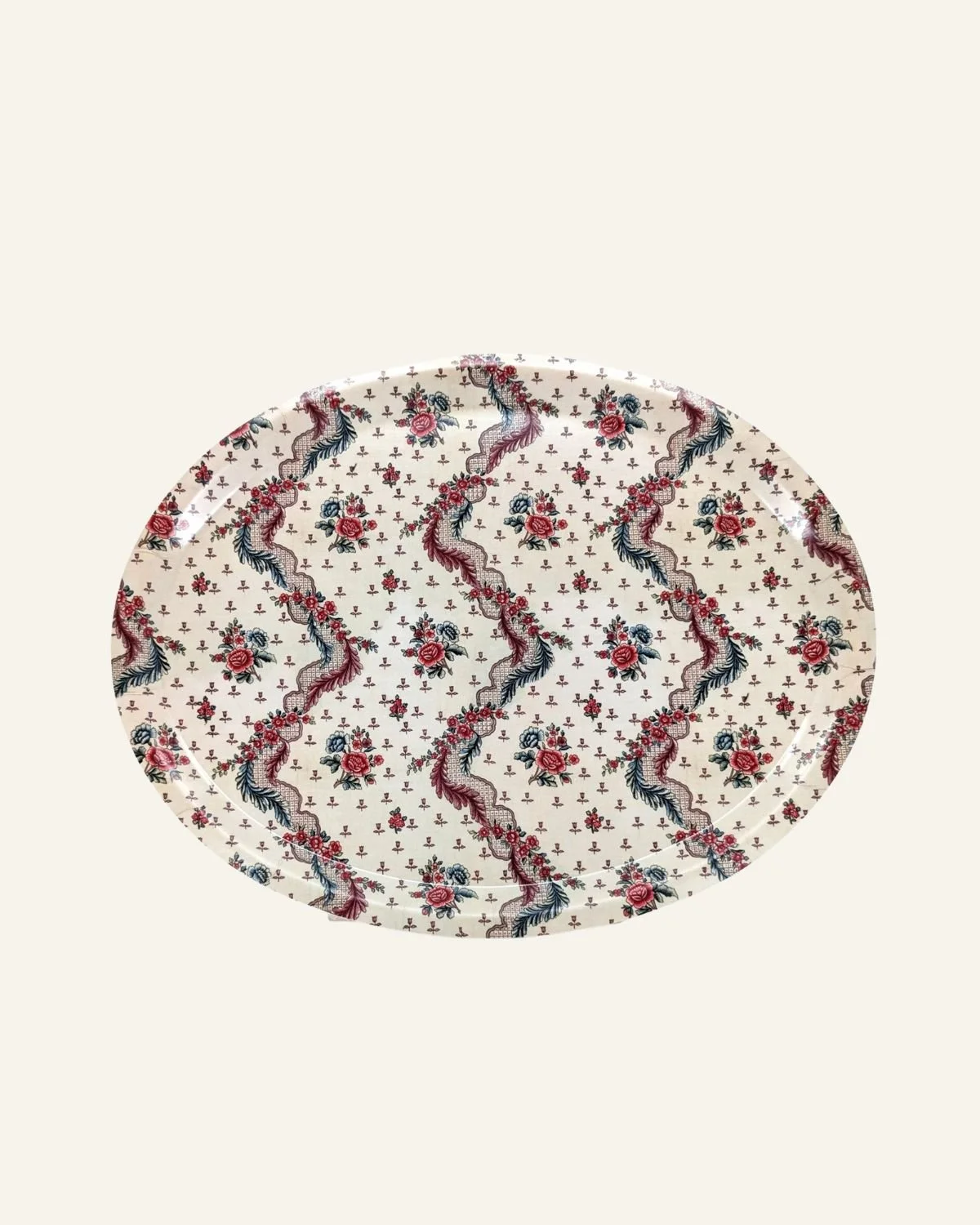 Host Home Oval Birch Wood Tray - Wikkel Floral Stripe